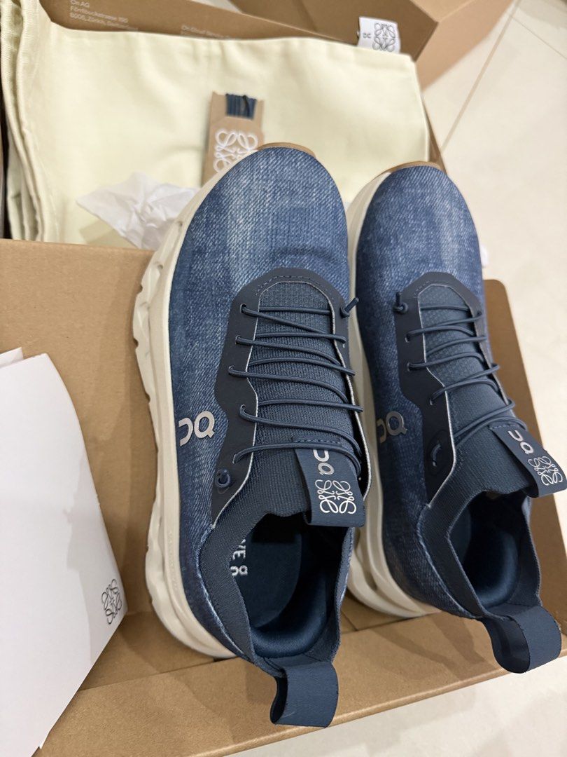 Loewe x On Cloudtilt Denim Sneakers (Category: Sneakers) located in Manila. Submitted by act23 (Listing ID 1422968677, Image 1). Description: AUTHENTIC - Loewe x On Cloudtilt sneakers - Denim upper - Loewe logo on side and tongue - Includes extra laces, dust bag, and original box - White sole - Blue color scheme Likenew Condition.