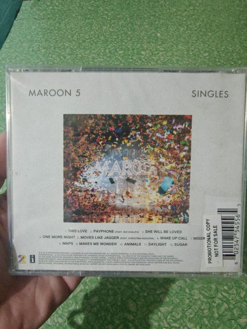 MAROON 5- THE SINGLES PH PRESS SEALED (Category: CDs & DVDs) located in Makati City. Submitted by urdiscogsph (Listing ID 1422912641, Image 2). Description: .