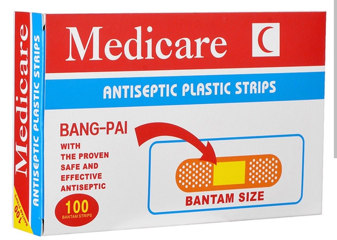 MEDICARE BAND AID 100PCS (Category: Medical Supplies & Tools) located in Quezon City. Submitted by staffmarke01383 (Listing ID 1422954534, Image 1). Description: - MEDICARE Band Aids - 100 pieces per box - BANTAM SIZE - Antiseptic plastic strips - Safe and effective.