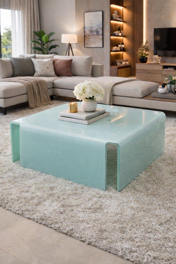 Modern Square Glass Coffee Table (Category: Tables & Sets) located in Makati City. Submitted by curatedfindsbydei (Listing ID 1422915336, Image 1). Description: Originally P15,000, now selling for P7,500 only. Colors available: White and black. Measurements: 80 x 80 x 30cm. Stylish square coffee table with a unique, curved design. Perfect for living rooms, offering a modern and minimalist aesthetic. Its clean lines and color make it a versatile p