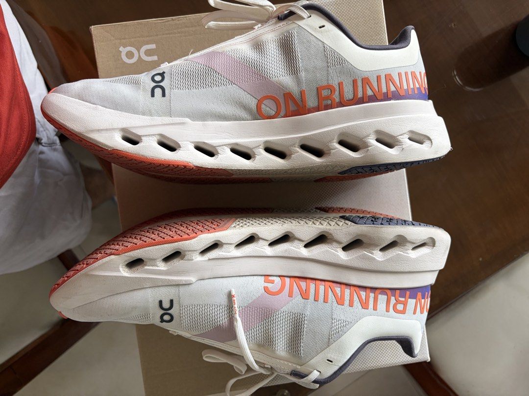 On Cloudsurfer Next (White Flame) US Mens Size 11 (Category: Sneakers) located in Taguig. Submitted by skippyboy (Listing ID 1422936277, Image 3). Description: 100% Legit US Mens Size 11 Never used for running. Used only as lifestyle sneakers. With original box and inserts. Lost the receipt. Just needs cleaning. No issues. No trade. Shipping covered by buyer upon full payment. Or scheduled meet up at Uptown Mall BGC. Thanks. 😊.