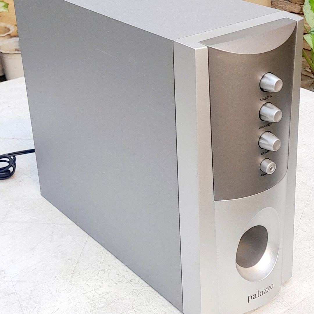 Palazzo Subwoofer Speaker (Category: Soundbars, Speakers & Amplifiers) located in Las Pinas. Submitted by 84vintage (Listing ID 1422911780, Image 3). Description: Tested working. Can work as a subwoofer alone or a complete surround system, just add speakers. Add an input from your TV and improve your bass when watching action movies. Palazzo subwoofer speaker with master, woofer, and rear volume controls. Features a front-facing port and a rear p