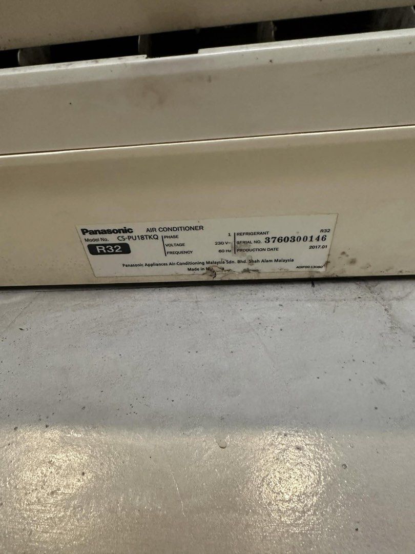 Panasonic Split Type Inverter (Category: Air Conditioning and Heating) located in Manila. Submitted by praynes (Listing ID 1422940576, Image 2). Description: Panasonic Split Type Inverter CS- PU18TKQ Working in good condition .