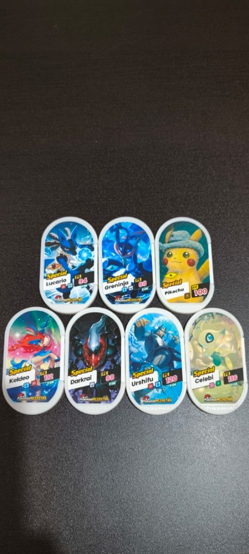 Pokemon Mezastar Custom Special Event Tags (Category: Raw Singles) located in Quezon City. Submitted by aishteru_robe (Listing ID 1423076006, Image 1). Description: 100 pesos Lucario with Z move Greninja with Z move Pikachu with Z move 200 Keldeo Darkrai Urshifu Celebi Location South Caloocan/ SM Grand Centra.