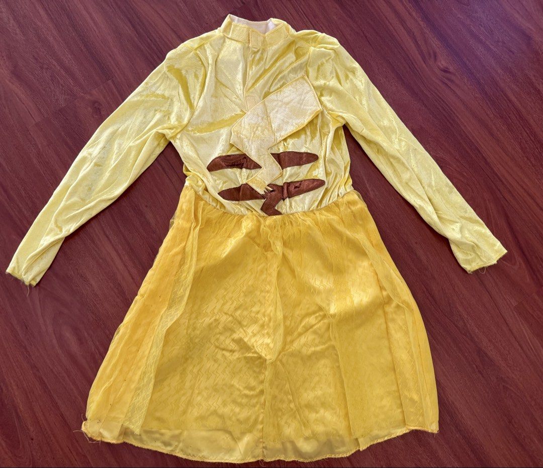 Pokemon Pikachu Child Costume (Category: Babies & Kids Fashion) located in Makati City. Submitted by larcie (Listing ID 1422963085, Image 2). Description: - Pokemon Pikachu costume - Yellow dress with long sleeves and skirt only -2facial sticker - Size: M (7-8) -bought in US used twice only.