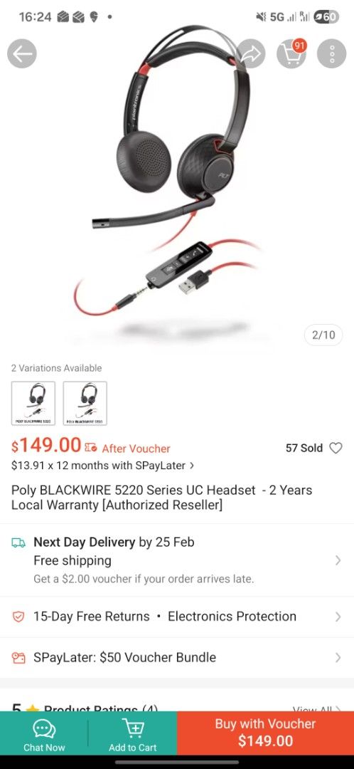Poly Blackwire 5220 headset65561625513603114