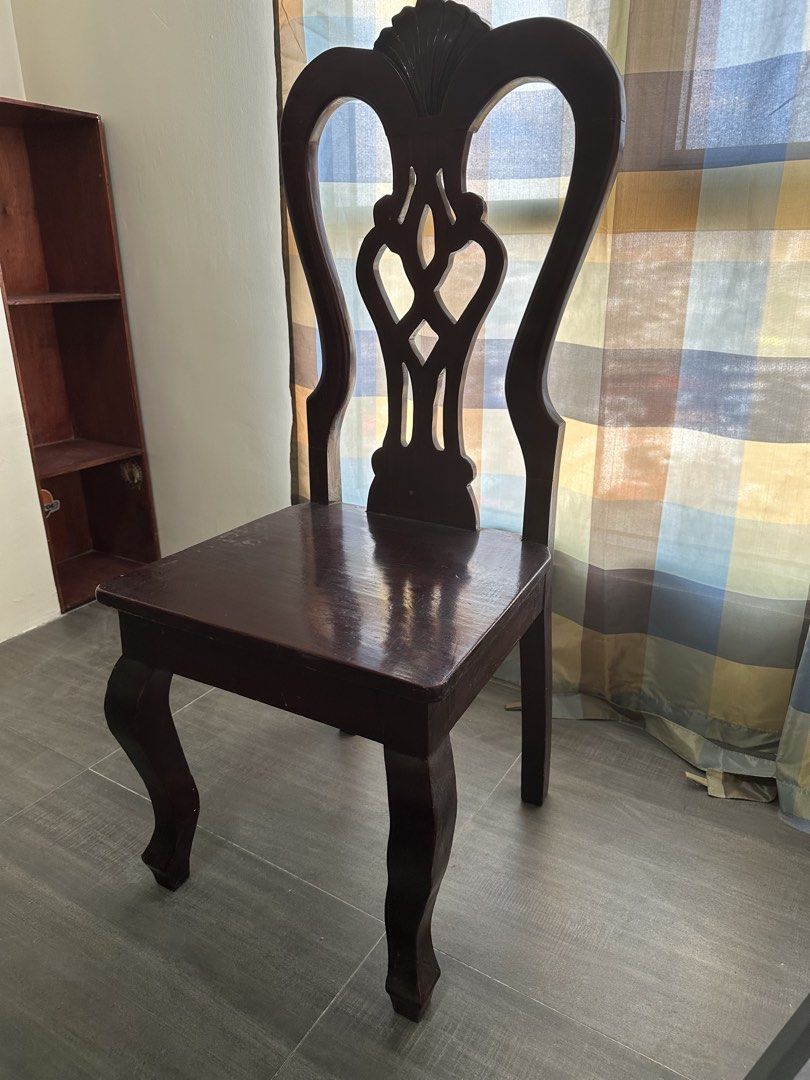 Pre-Loved Wooden Kabisera Dining Chair (Category: Chairs) located in Quezon City. Submitted by khaleesitargaryen_08 (Listing ID 1422936649, Image 3). Description: Loc: Avida Tower San Lazaro near UST One (1) Antique Kabisera Wooden Chair 17.5x16x44in. - Curved legs - Classic design - Adds sophistication to your dining area.