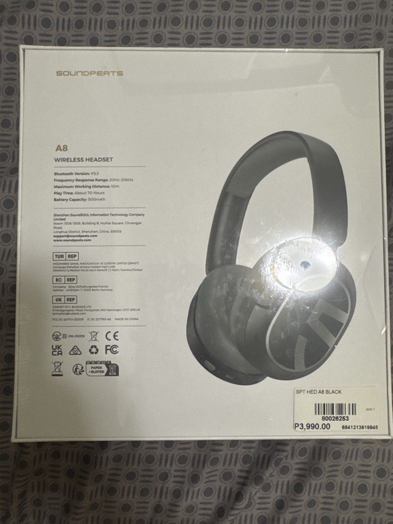 SoundPEATS A8 Wireless Headset (Category: Headphones & Headsets) located in Manila. Submitted by jazzelldac64737 (Listing ID 1423064615, Image 3). Description: .
