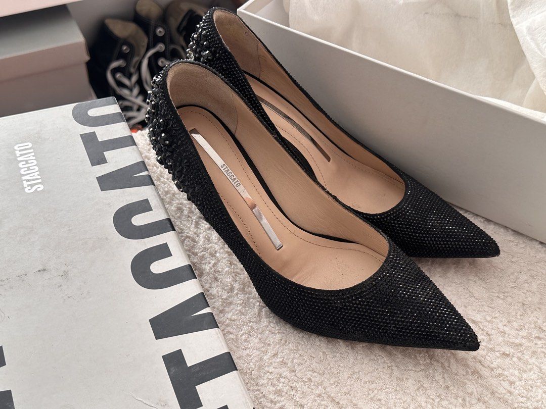 Staccato Black Embellished Heels (Category: Heels) located in Manila. Submitted by lukedca (Listing ID 1422959023, Image 1). Description: STACCATO black heels/stiletto 23CM used once during prenup.