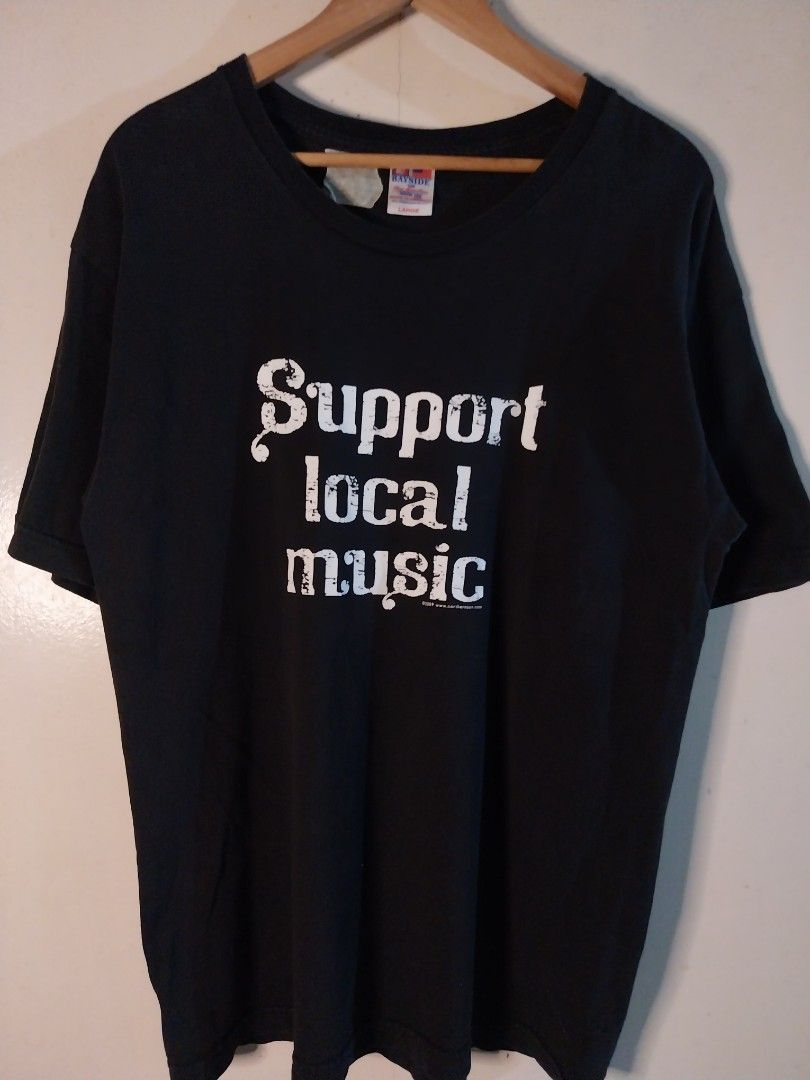 Support Local Music Tee Shirt 2009 (Category: Tshirts & Polo Shirts ) located in Zamboanga. Submitted by thekeepersph (Listing ID 1423017397, Image 1). Description: 21.5x29.5 size Large 2 pin holes.