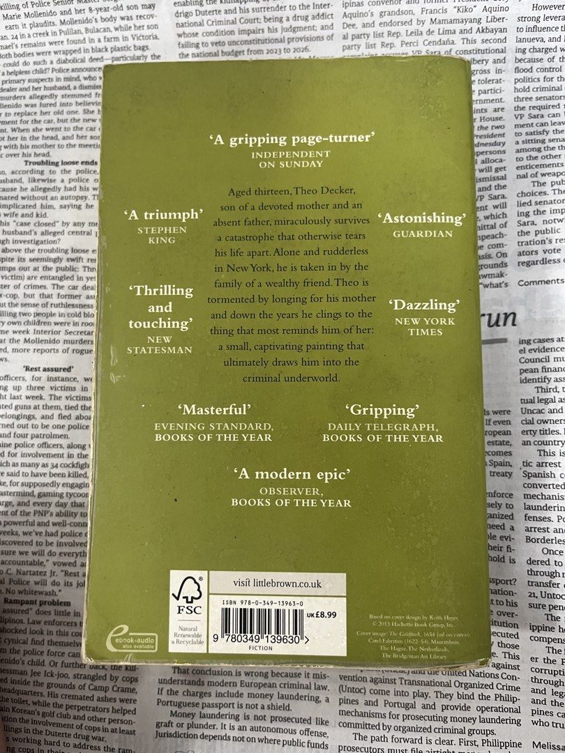 The Goldfinch by Donna Tartt (Category: Storybooks) located in Manila. Submitted by dixieboo (Listing ID 1422919906, Image 3). Description: -foxing -creases -can ship thru lalamove or jnt.