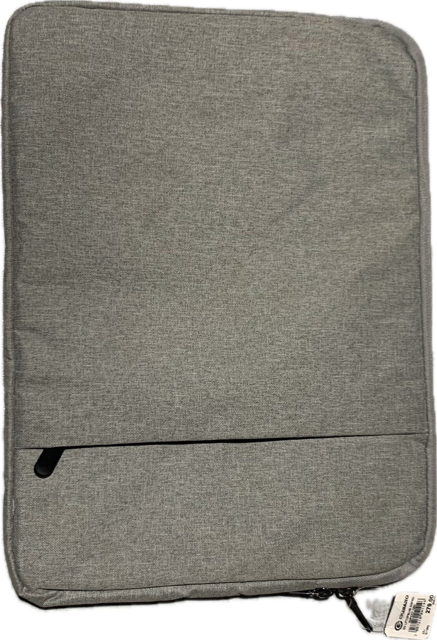 Tucano Laptop Sleeve (Category: Laptop Bags & Sleeves) located in Davao. Submitted by sunooxxxx (Listing ID 1423009767, Image 1). Description: - Gray Tucano laptop sleeve - Features a black zippered front pocket - Bottom zipper closure - Made of textured fabric - Price tag: ₱279.50 - 10x14.