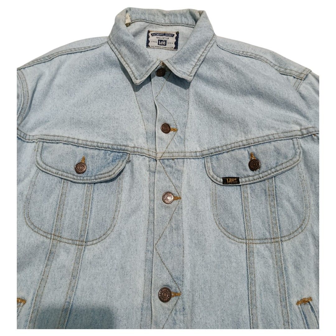 Vintage 90s Lee denim jacket (Category: Coats, Jackets and Outerwear) located in Baguio. Submitted by used_clothing2600 (Listing ID 1422934257, Image 3). Description: Vintage 90s Lee denim jacket Made in USA Verygood condition Signs of usage Size XL Measurements Pit to pit 27 Length 26.5 Shoulders 21 Sleeve length 25 1,680 php.