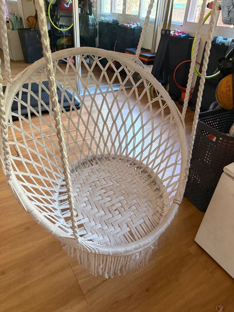 White Macrame Hanging Chair (Category: Chairs) located in Pasig City. Submitted by riccimoi (Listing ID 1422913592, Image 2). Description: .