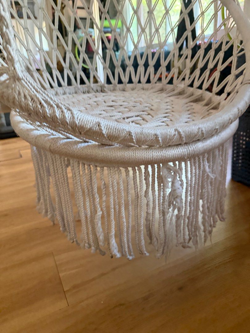 White Macrame Hanging Chair (Category: Chairs) located in Pasig City. Submitted by riccimoi (Listing ID 1422913592, Image 3). Description: .