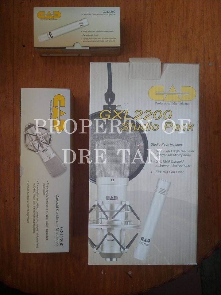 (Swap/Sell) VOCAL & INSTRUMENT Condenser Mic (Category: Microphones) located in Cainta. Submitted by trixterio (Listing ID 1423100600, Image 3). Description: 𝗖𝗼𝗻𝗱𝗲𝗻𝘀𝗲𝗿 𝗠𝗶𝗰𝗿𝗼𝗽𝗵𝗼𝗻𝗲 trade to 1. Donner rising g1 guitar 2. Electric guitar (preferably les paul style) 2. Try your offer MIC BRAND: CAD GXL 1200 & 2200 XLR input Vocal and Instrument Mic PLEASE READ: PRICE: 8000 Only LAST PRICE got it for almost 16k WYSIWYG Excellent work