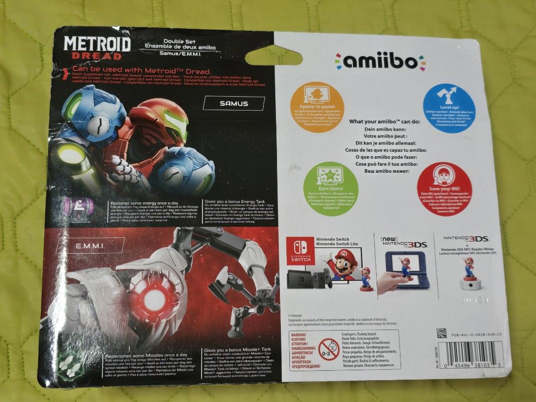 Amiibo Nintendo Switch Metroid Dread Samus & Emmi Bundle QC Location (Category: Figurines & Statues) located in Quezon City. Submitted by gabs_a (Listing ID 1423161983, Image 2). Description: For Sale: Figurine / Toy Collectible Brand: Nintendo Model: Amiibo Game: Metroid Dread Character: Samus & Emmi Placement: Desk, Shelf, Table Setup Inclusion: Plastic Packaging Price: 1,600.00 Location: Batasan Hills / South Triangle Quezon City Note: - As th