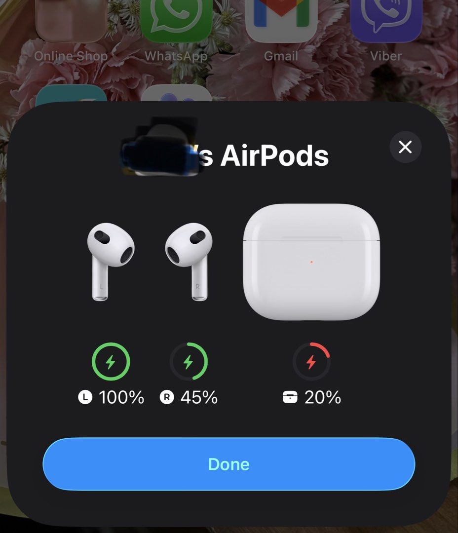 Apple AirPods (3rd generation) (Category: Earphones) located in Caloocan City. Submitted by introvertshopper (Listing ID 1423153904, Image 3). Description: Apple AirPods 3rd Gen with MagSafe Charging Case •Left AirPod not producing sound, but Bluetooth detects it and battery % shows • Right AirPod and MagSafe case work perfectly • Sold as-is at a low price – no complaints, returns, or refunds • Buyer may troubleshoot or replace left AirPod • 100%