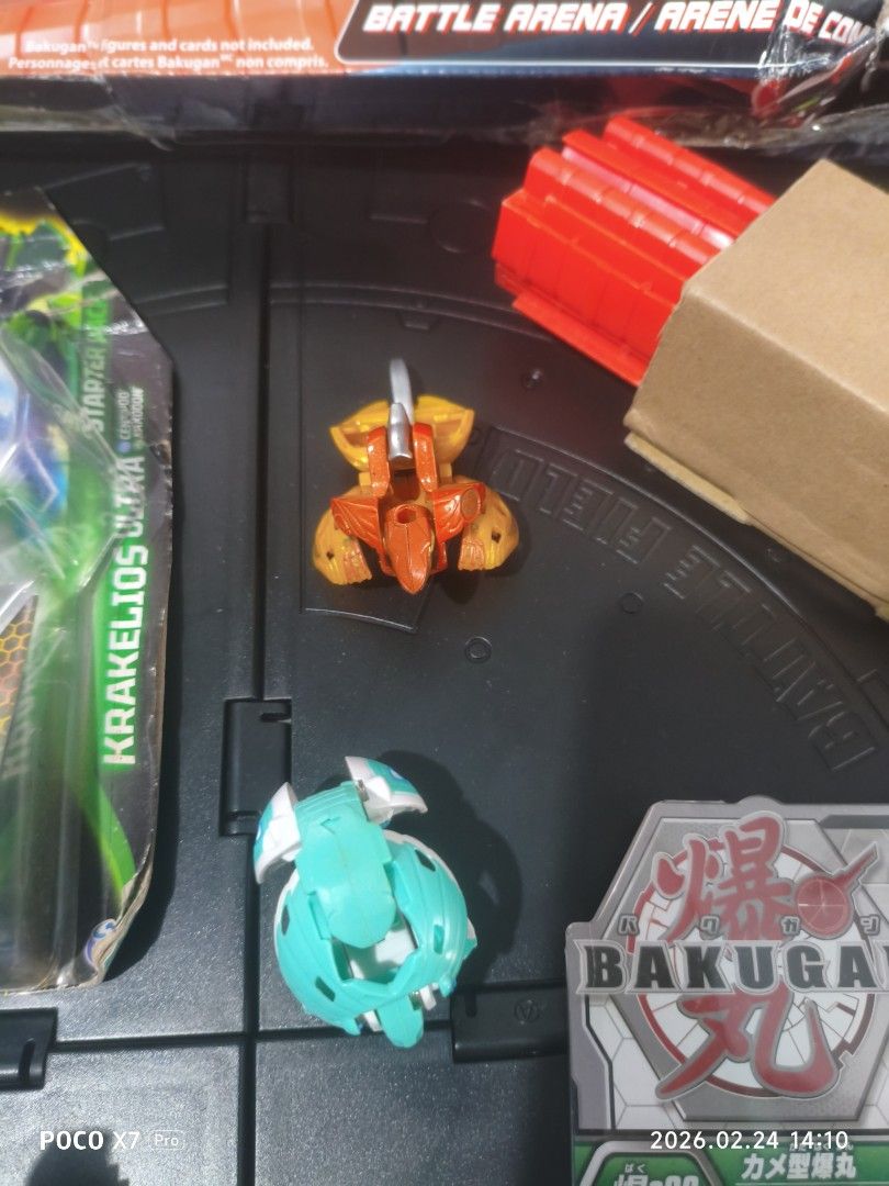 Bakugan Battle Arena and Figures (Category: Action & Battle Toys) located in Baguio. Submitted by baguiobeans (Listing ID 1423133243, Image 3). Description: - Bakugan Battle Arena included (box with wear). - Assorted Bakugan figures. - Some figures are unopened. - Includes Bakugan Legends figures. - Comes with a red cardboard tube. - Perfect for Bakugan enthusiasts!.