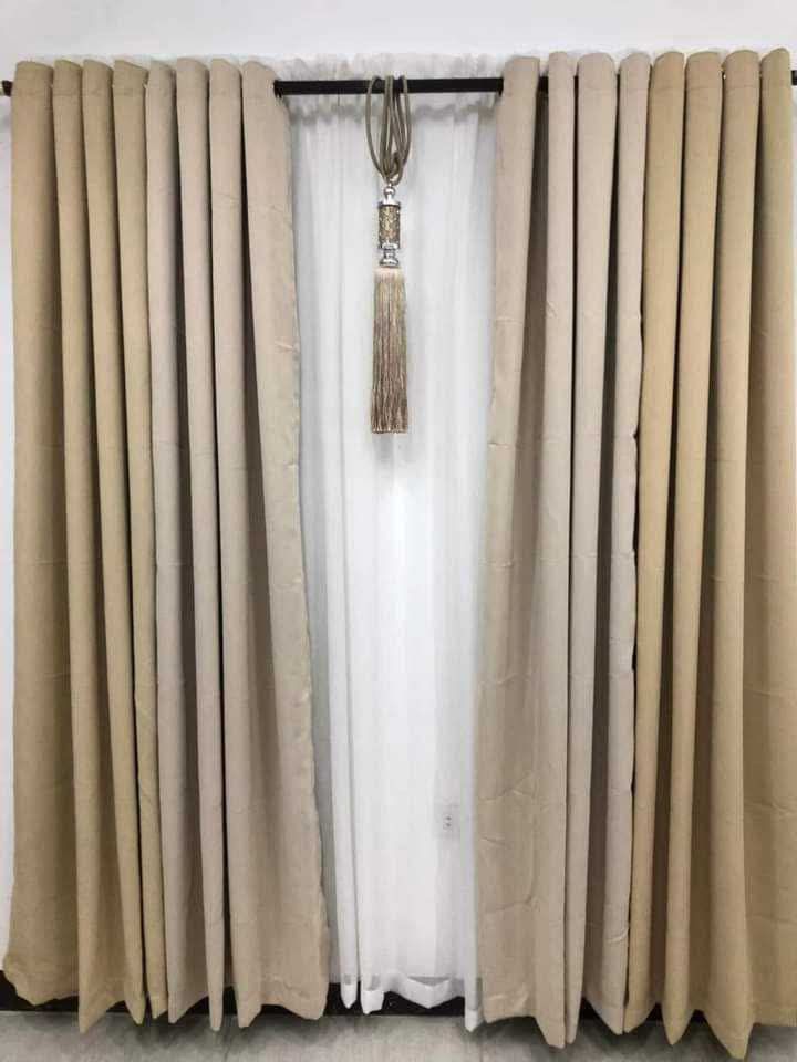 Brown and Beige Curtains (Category: Curtains & Blinds) located in Pasig City. Submitted by karenrules (Listing ID 1423127081, Image 1). Description: - Elegant brown and beige curtains - Rod pocket design - Made of thick, opaque fabric - Suitable for any room - Includes decorative tassel tieback - Available in various colors and styles Made to order! Prices start @ 650 per set.