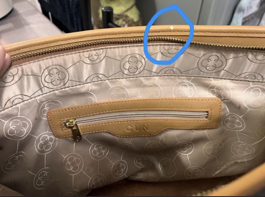 CLN Brown Tote Bag with Chain Straps (Category: Tote Bags) located in Caloocan City. Submitted by introvertshopper (Listing ID 1423152358, Image 3). Description: CLN Tote bag •Almost new (used less than 5 times) • Well-kept and stored properly • Minor issue – shown clearly in the 3rd photo • RFS: Too big for me.