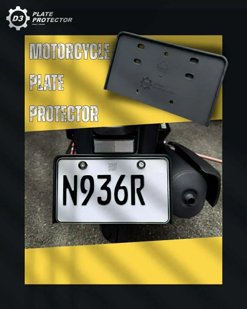 D3 plate protector universal for all scooters and motorcycles (Category: Body Parts and Accessories) located in Quezon City. Submitted by c0ol_stuff (Listing ID 1423189096, Image 3). Description: universal fits all motorcycles, scooters, big bikes.