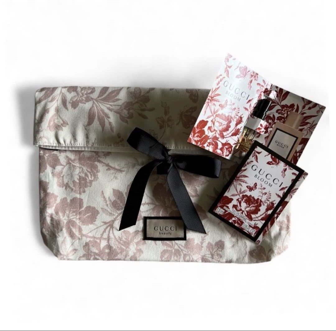 GUCCI Beauty Small Canvass Pouch Set (Category: Fragrance & Deodorants) located in Davao. Submitted by allthisandmore (Listing ID 1423094891, Image 1). Description: Inclusions: • (1) Canvass Pouch • (2) Gucci Bloom Eau de Parfum Vial 1.5mL : 0.05mL .
