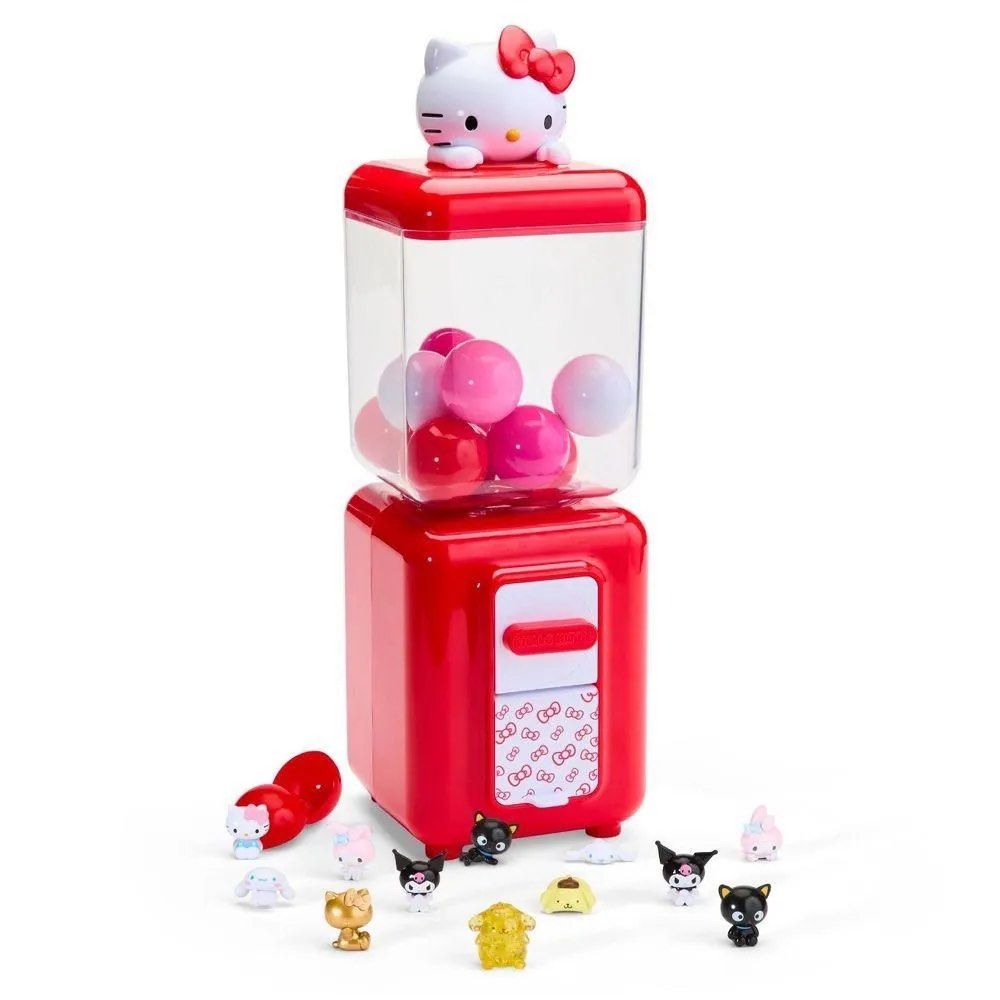 Hello Kitty and Friends Giant Gumball Machine (Category: Character Goods) located in Quezon City. Submitted by unicornmanila (Listing ID 1423135233, Image 2). Description: - Kitty and Friends Gumball Machine - Includes 12 mystery figures to collect! - Features rare figures: Glitter Series, Metallic Series, and a Limited Edition Gold Secret Rare Kitty! - Red gumball machine with a clear container..