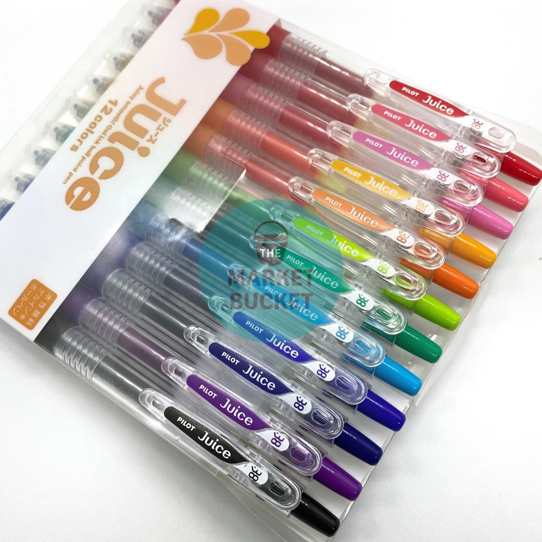 Juice Gel Pens 0.38 (12-Color Set) (Category: Craft Supplies & Tools) located in Manila. Submitted by marketbucket (Listing ID 234584663, Image 1). Description: ✔ Black, Blue, Red, Green, Apple Green, Apricot Orange, Baby Pink, Blue Black, Coral Pink, Light Blue, Grape, Orange ✔ Original ✔ Cheaper than National Bookstore price #inManila.
