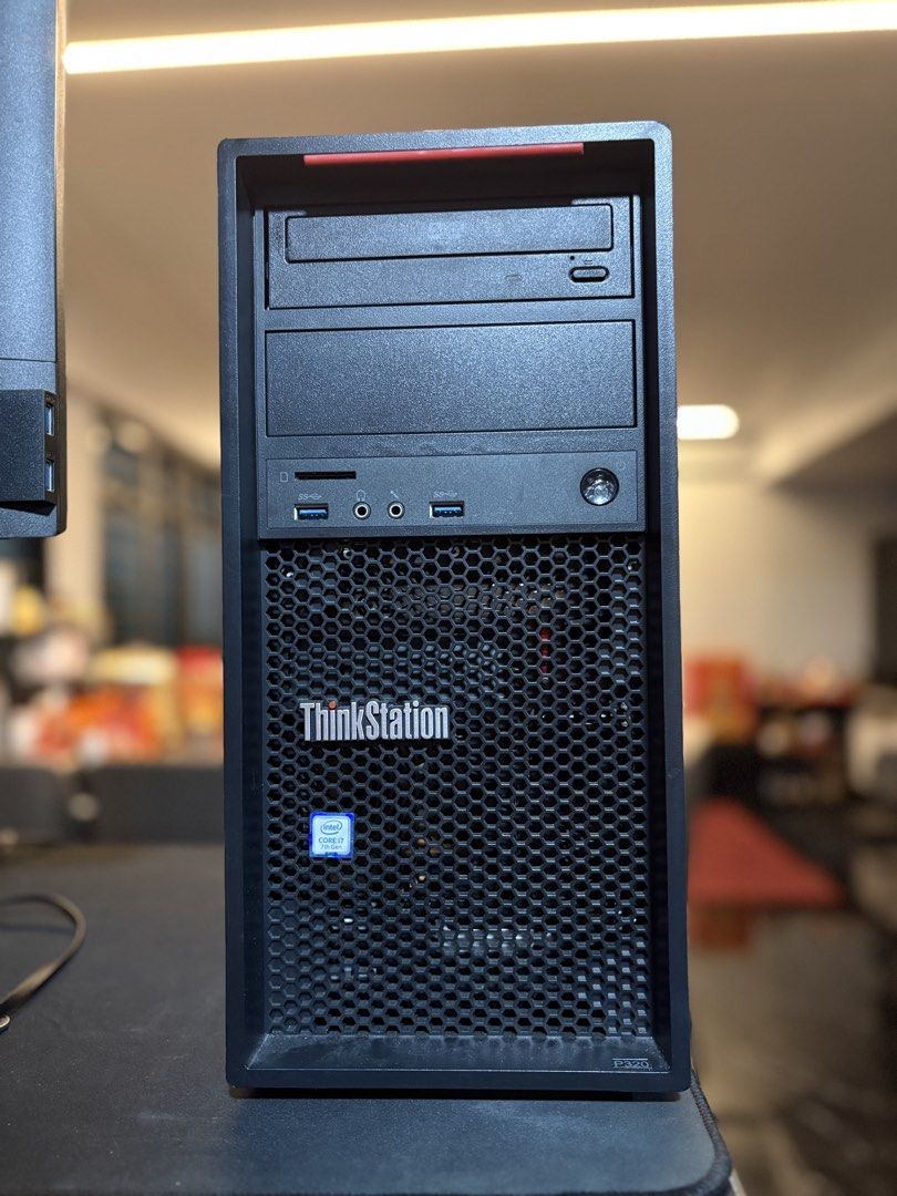 Lenovo ThinkStation Business Office WFH School HBL Essential Desktop Computer PC CPU Processor intel i7-7700 Storage SSD 240GB + HDD 1TB Ram 32GB DDR4 Windows 11 Pro built in DVD RW Optical Drive
