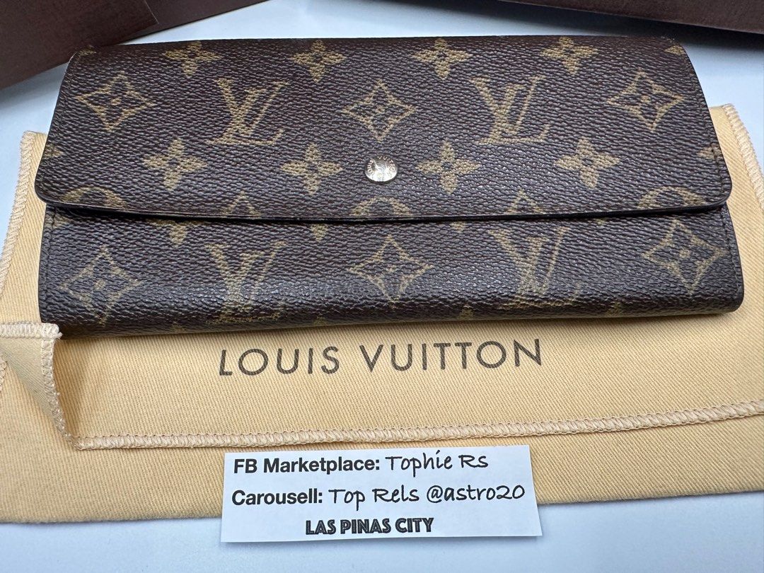 LV Sarah Long Wallet (Category: Luxury Bags & Wallets) located in Las Pinas. Submitted by tophiers (Listing ID 1423165015, Image 2). Description: FS: Louis Vuitton Sarah Monogram Long Wallet . Pls see the actual photos and the condition, on one side the stitching is loose and may need minor repairs at the end of the buyer but is still is presentable and still has a long life. I am including a genuine LV box, dustbag for the wallet and a paperbag 