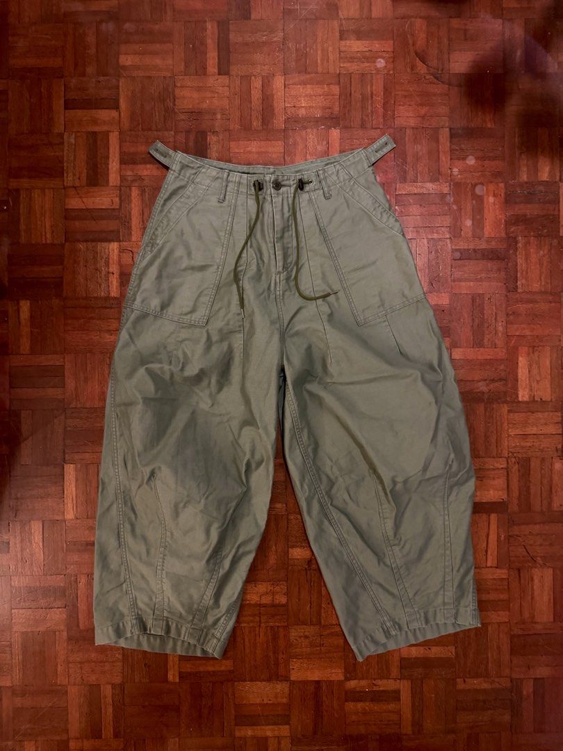 [PRICE DROP] - Needles HD Pants - Fatigue - Size 1 (Category: Trousers) located in Makati City. Submitted by flash619 (Listing ID 1423241072, Image 1). Description: From my personal collection, we have a pair of the classic Needles HD pants in the sought after fatigue color! Size 1 which fits perfectly for M and can be fastened smaller using the side adjusters. This military inspired pants are based on the M-1951 wide parachute pants with added b