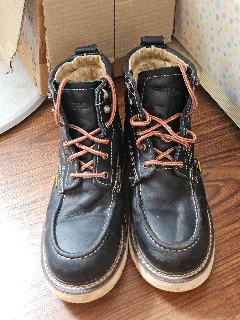 Patron Work Boots 708 Black (Category: Boots) located in Manila. Submitted by iamstantanas (Listing ID 1423126184, Image 1). Description: Moctoe Edt. Patron Work Boots 708 Black MOP: Bank transfer/Maya/Gcash PM for more info.