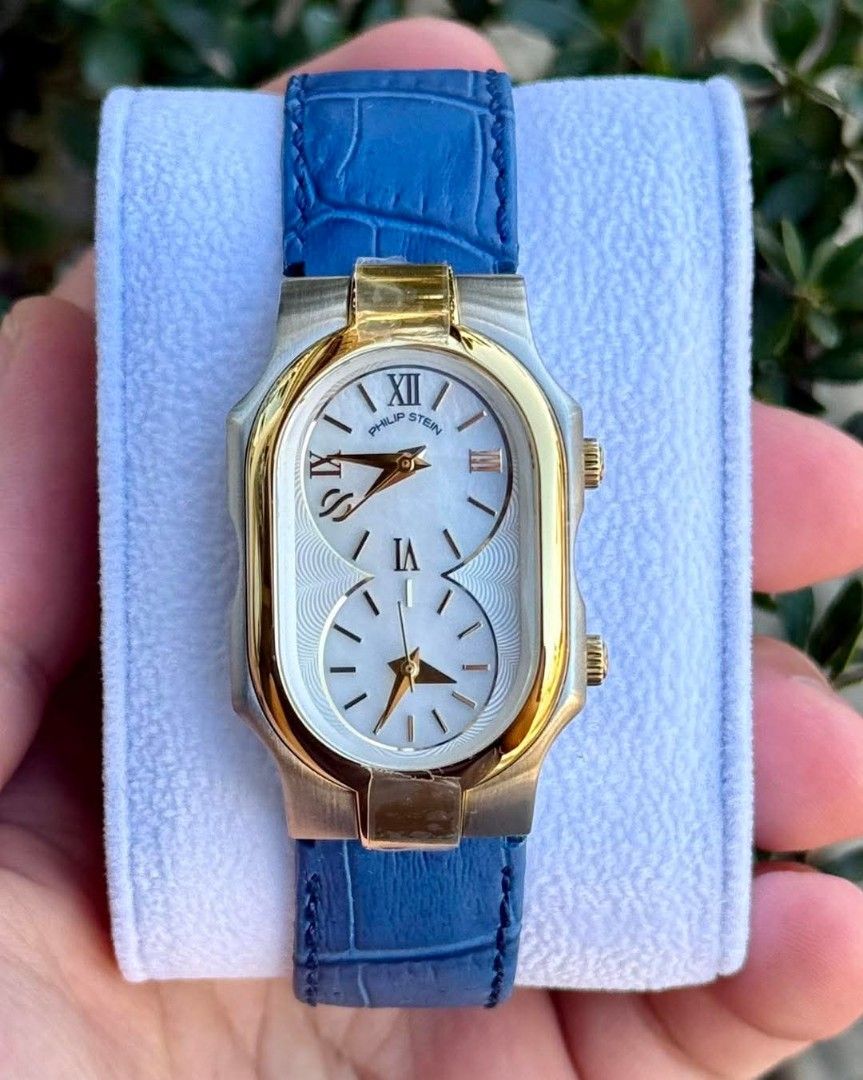 Philip Stein Dual Time Zone Watch (Category: Luxury Watches) located in Cavite. Submitted by nesstuffandeverything (Listing ID 1423102224, Image 2). Description: - Philip Stein dual time zone watches - Unique oval dial design - Stainless steel case with white leather strap - Gold-tone case with blue leather strap - Dual-dial design - Combines style and functionality Dm for more availability of the items. all o r i g price ranges 27-30k.