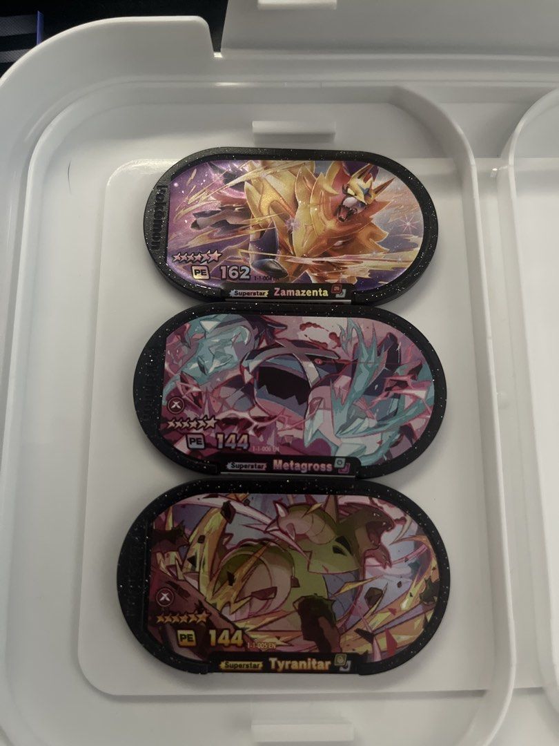 Pokemon Mezastar tags (Category: Raw Singles) located in Marikina City. Submitted by arnjar (Listing ID 1423158039, Image 1). Description: Zamazenta=400 Metagross/Tyranitar=250each 5*= 150each dynamax special=100each 2-4* = 20each Inquire for updated price .