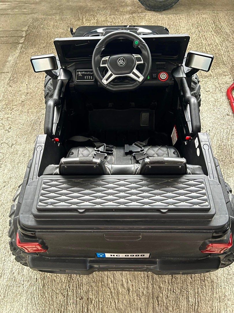 Rechargeable 4x4 Jeep Toy Car (Category: Announcements) located in Cabanatuan. Submitted by assortica (Listing ID 1423141130, Image 3). Description: * Drive it your way: remote control or manual * Adjustable speed settings * Built-in music * Led lights * Bluetooth/USB/MP3 * Weight capacity 60kg — kahit po adult kaya nito 📌 Barely used and in excellent condition. Dini disconnect rin po ang battery pag hindi po gagamitin ng matagal. Para hindi mad