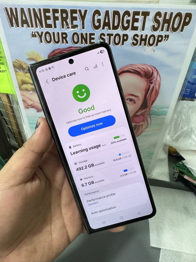 Samsung Galaxy Z Fold 4 (Category: Samsung) located in San Juan City. Submitted by wainefreygadgetshop (Listing ID 1423185056, Image 3). Description: Samsung Galaxy Z Fold 4 12/256 (please search nyo nalang fill specs) ALL GOODS AT WORKING NO REPAIR HISTORY NO HIDDEN ISSUE GAMING PHONE NO CREASE SA SCREEN MAY MINIMAL DENTS LANG PO NORMAL LANG SA 2NDHAND YAN LANG NAMAN THE REST NO ISSUE AT PRESENTABLE PADIN UNG ITEM 97% SMOOTH For fast transaction