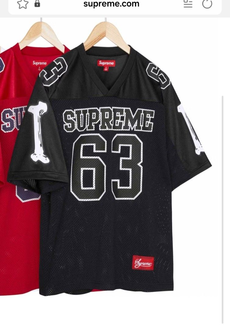 Supreme Bones Football Jersey Black, Men's Fashion, Tops & Sets