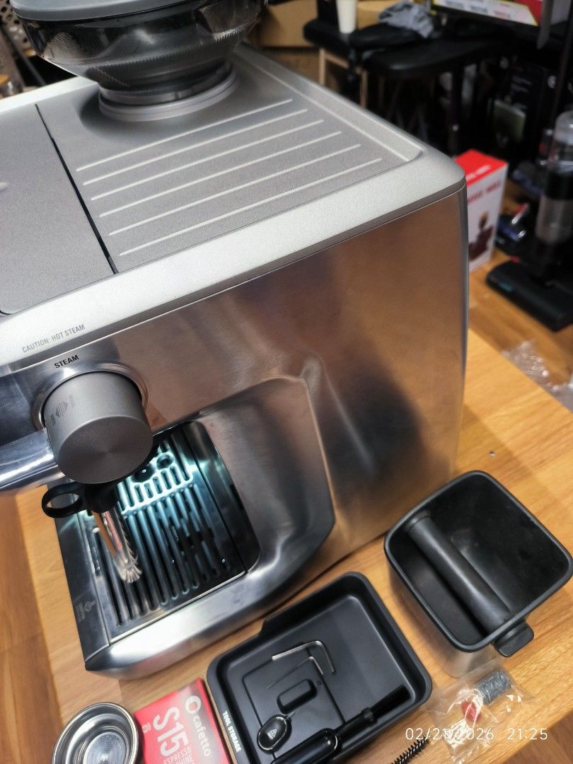 the Breville Oracle (Dual boiler) (Category: Coffee Machines & Makers) located in Pulilan. Submitted by srtidon (Listing ID 1423086210, Image 2). Description: the Breville Oracle (Dual boiler) Auto grind, dose & tamp using Baratza European Precision Burrs with 45 grind settings . Included Accessories: 58mm Full Stainless Steel Portafilter. 1 cup & 2 cup Single Wall Filter Baskets. 16oz Stainless Steel Milk Jug. Steam Wand Spare Parts. Cleaning Ki