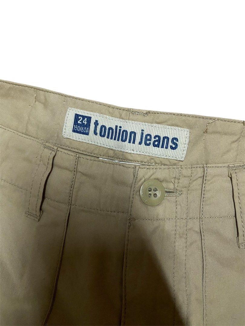 Tonlion Jeans Cargo Pants (Category: Other Bottoms) located in Manila. Submitted by dnllspr (Listing ID 1423191870, Image 3). Description: - Brand: Tonlion Jeans - Style: Cargo Pants - Color: Tan - Size: W: 24 inches , L: 38 inches - Cut: Straight Leg - Features: Multiple pockets, button closure .