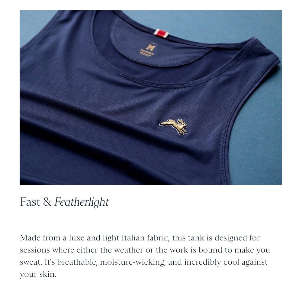 Tracksmith Twilight Tank - Stonewash/Ivory (Category: Activewear) located in Makati City. Submitted by raceday.rdy (Listing ID 1423219500, Image 2). Description: Tracksmith's super lightweight and silky-soft mesh tank designed for summer months Brand new, never used Large, see garment measurements in the last pic Color: Stonewash with Ivory piping.