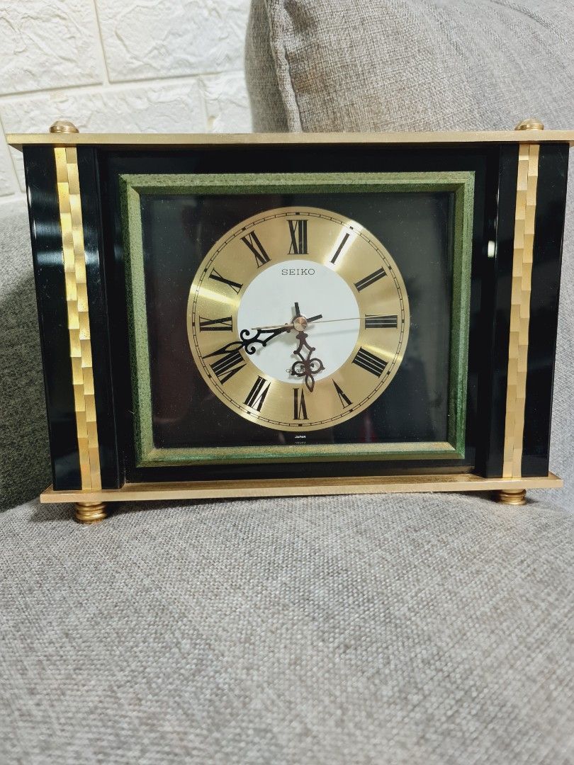 Vibtage Seiko display Clock - from Japan (Category: Clocks) located in Cavite. Submitted by csl_corner (Listing ID 1423177299, Image 2). Description: - Seiko display clock - Gold-tone and black frame - Gold clock face with Roman numerals - Battery-powered size C or R14 - Japanese movement, silent sweep - Rectangular shape - 💯 Authentic Original .