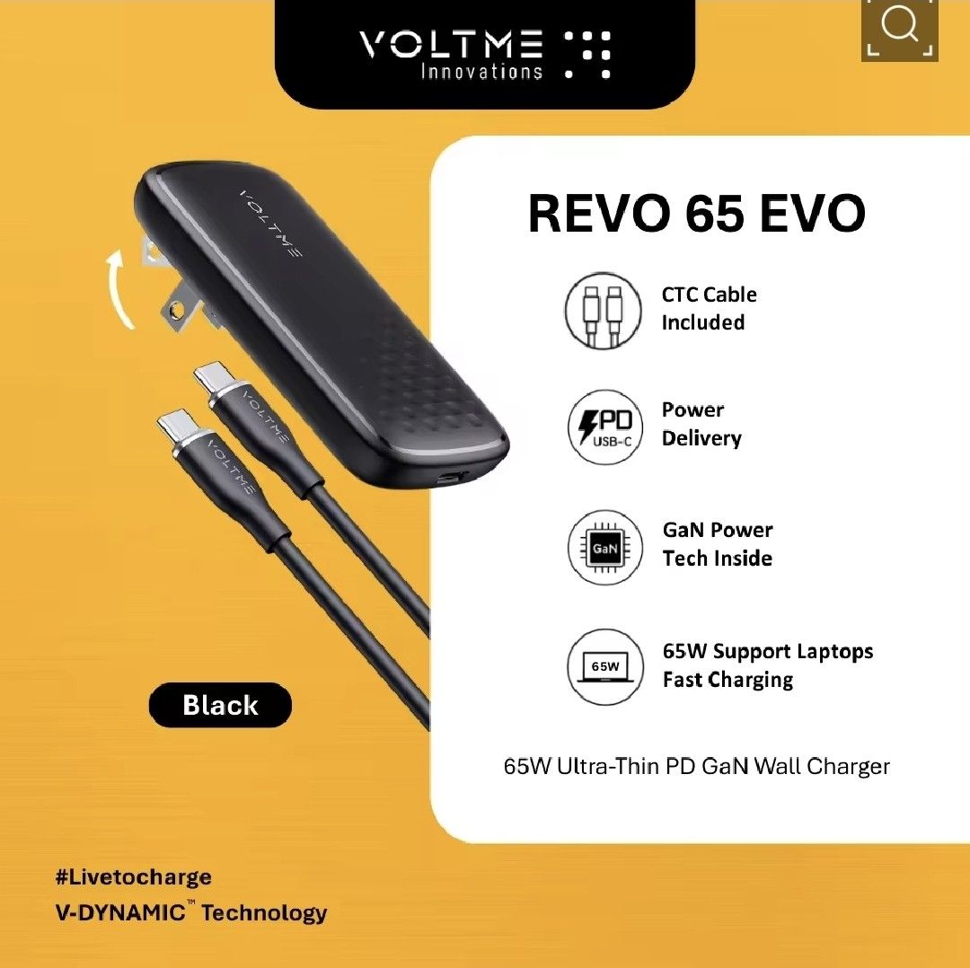 VOLTME Revo 65 Evo Ultra-Thin 65W (Category: Batteries & Power Banks) located in Antipolo. Submitted by shop__e (Listing ID 1423221219, Image 2). Description: ORIGINAL PRICE: 2549 SELLING FOR: 1500 RFS: TUITION.