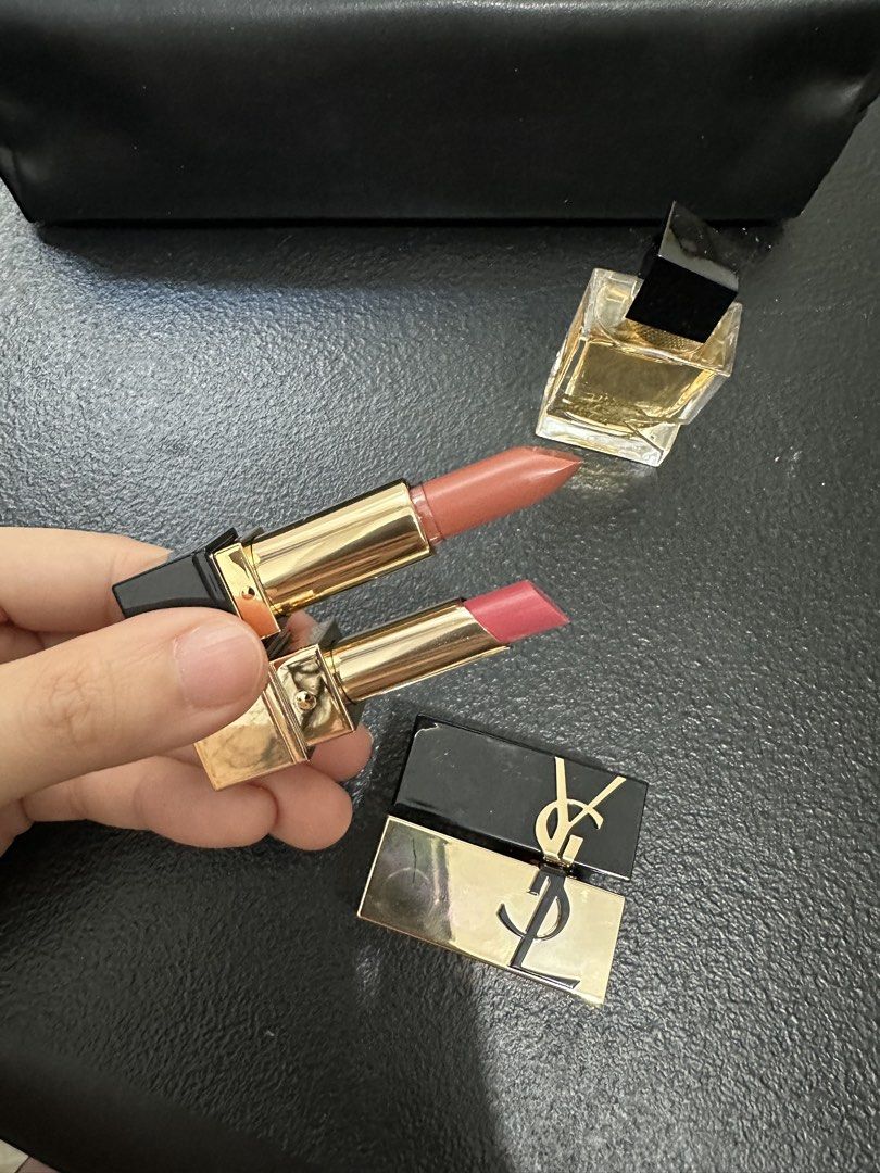 YSL Makeup Set (Category: Makeup) located in Cebu City. Submitted by cebucitybased (Listing ID 1423169199, Image 3). Description: YSL mini set includes: 1 piece YSL Libre EDP 7.5ml 1 piece YSL Rouge Pur Couture shade 12 NU Incongru 0.8grams 1 piece YSL Rouge Pur Couture shade NM 1.3grams (no box) 1 piece YSL Lash Clash Extreme Volume Mascara shade Black 2ml 1 piece YSL black pouch All Brand New, Never Used Sold as set or individual.