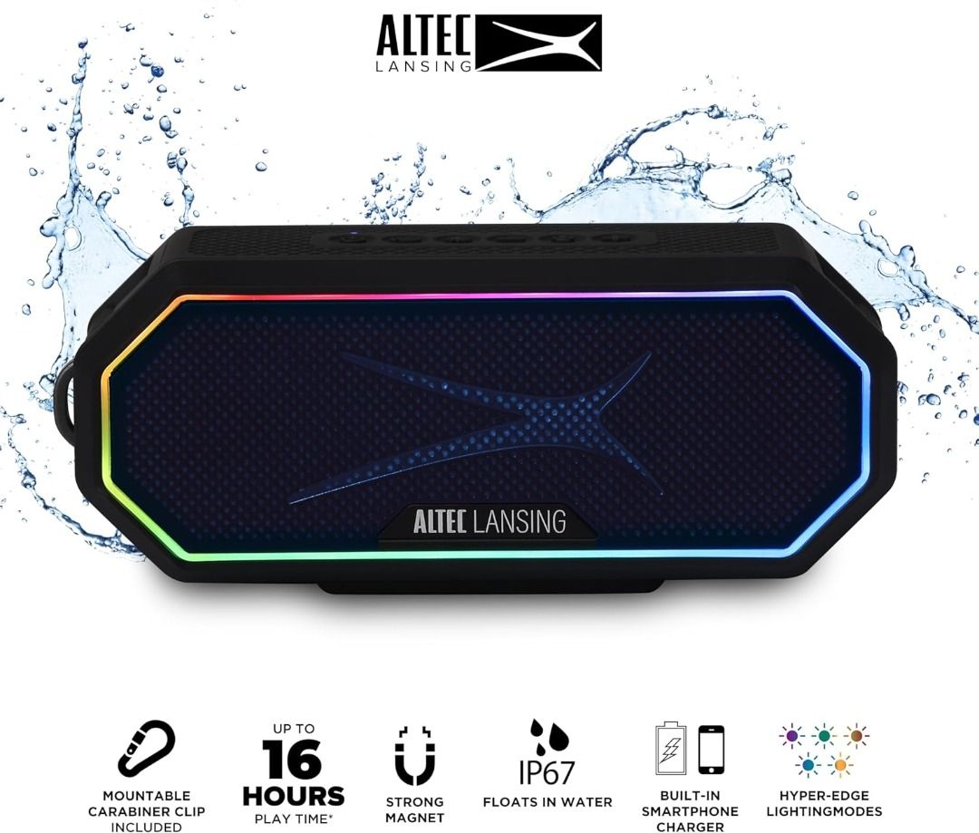 Altec Lansing Hydra Jolt 2.0 Bluetooth Speaker Waterproof IP67 AUTHENTIC (Category: Soundbars, Speakers & Amplifiers) located in Paranaque City. Submitted by thehusayshop (Listing ID 1423323467, Image 1). Description: Altec Lansing Hydra Jolt 2.0 Bluetooth Speaker - 2800 > Brand New > Factory Sealed > Authentic / Original Extreme Durability: Features an IP67 Everything Proof rating, making it waterproof, dustproof, shockproof, and floatable for u