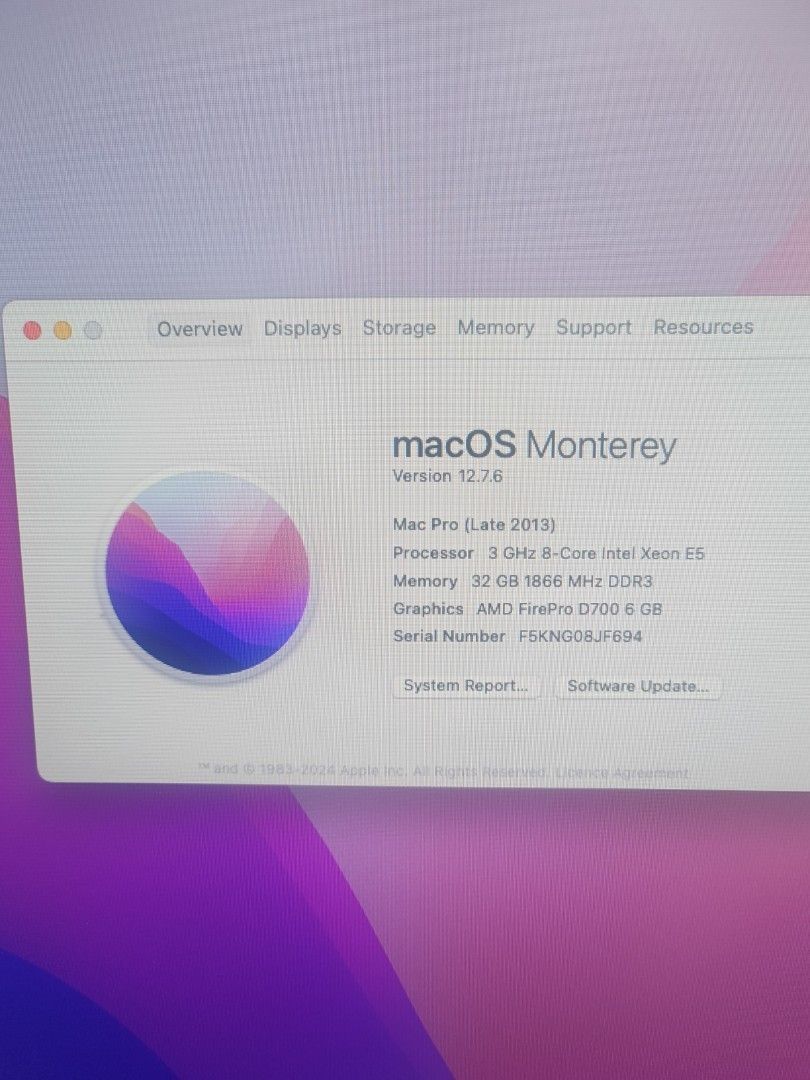 Apple Mac Pro (Late 2013) - 32GB RAM, 500GB SSD