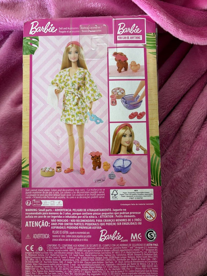 Barbie spa/wellness Doll (Category: Kids Toys) located in Manila. Submitted by weaniceteee (Listing ID 1423270198, Image 2). Description: - Never removed from box - No box damage - negotiable price.