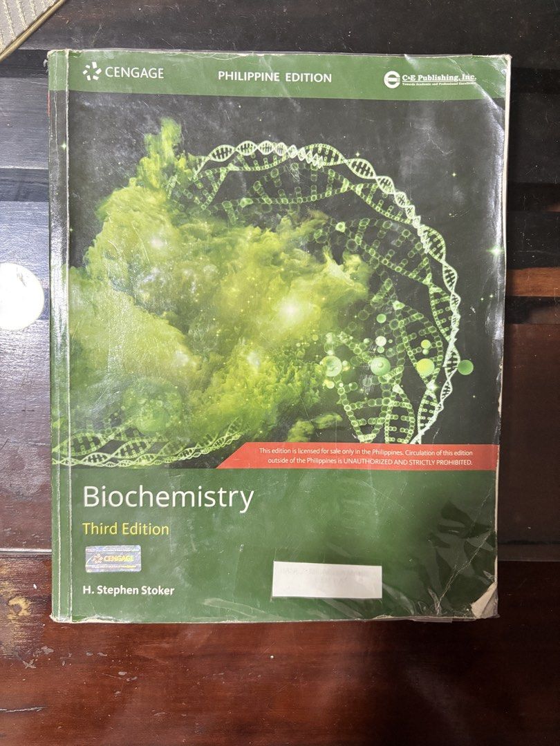 Biochemistry Third Edition (Category: Textbooks) located in Tacloban City. Submitted by poppyrhys (Listing ID 1423267862, Image 1). Description: Biochemistry Third Edition textbook (Philippine Edition) - 500 only - Published by Cengage. - Spine clearly shows title and author. - no flaws or visible name written - well loved, covered in acetate since purchase - Inside pages are clean..