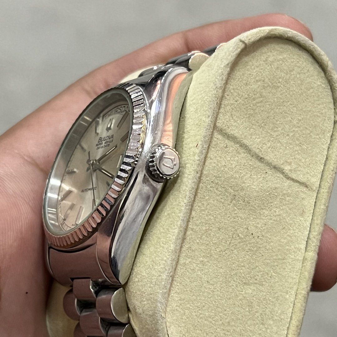 Bulova super seville day date (Category: Luxury Watches) located in Manila. Submitted by marcpimentel2323 (Listing ID 1423309980, Image 3). Description: Bulova super seville Day&date Rolex alternative Good condition newly serviced Dm for more details.
