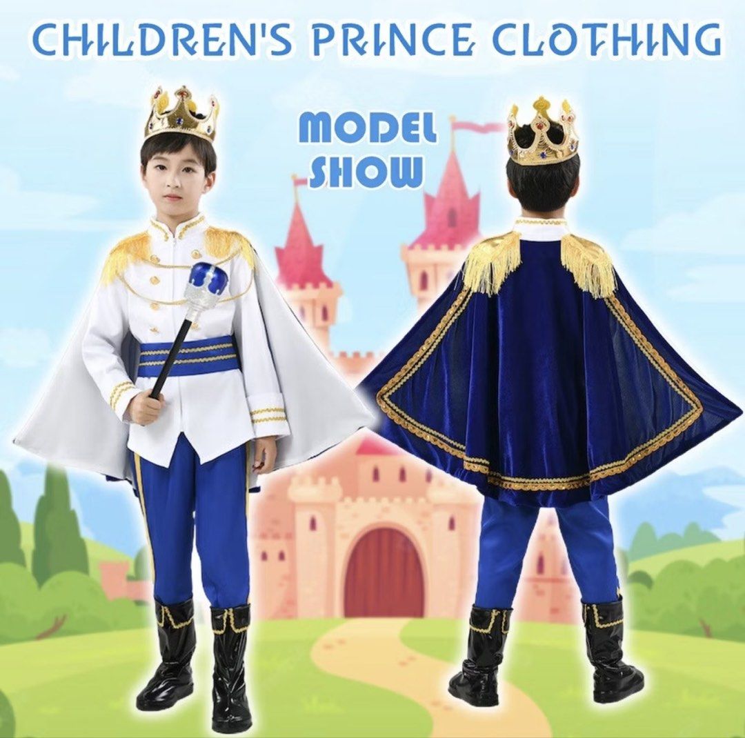Children's Prince Costume (Category: Babies & Kids Fashion) located in Pasig City. Submitted by ckheart (Listing ID 1423352683, Image 1). Description: 150cm 10-11yo regular price is ₱620 can send more photos. used once.